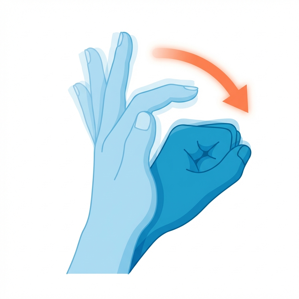 Illustration de la flexion de la main
